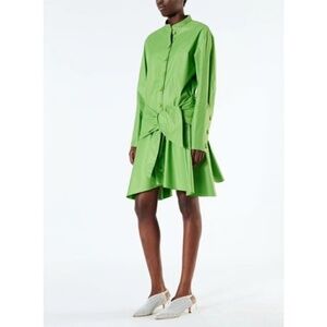 Tibi Green Poplin Long Sleeve Shirt Dress